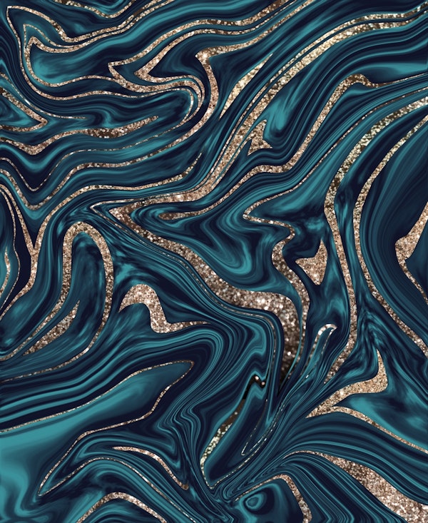 Teal Navy Blue Gold Marble 1a