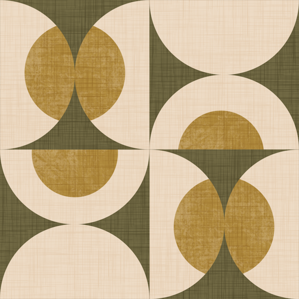 Retro Circle Fusion - Mid Century Orbs Olive