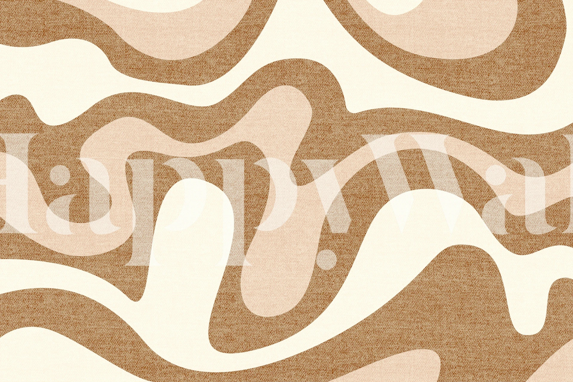 Cream and beige abstract wave pattern wallpaper