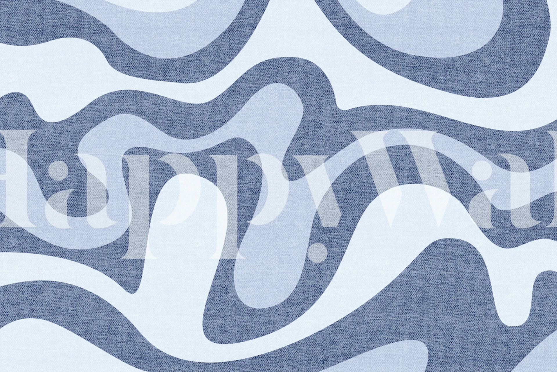 Abstract wavy pattern in shades of blue wallpaper