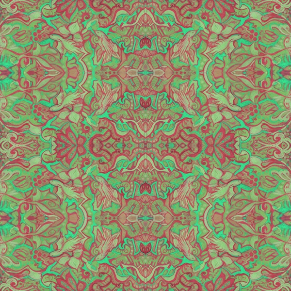 Birds Arabesque Pattern Green