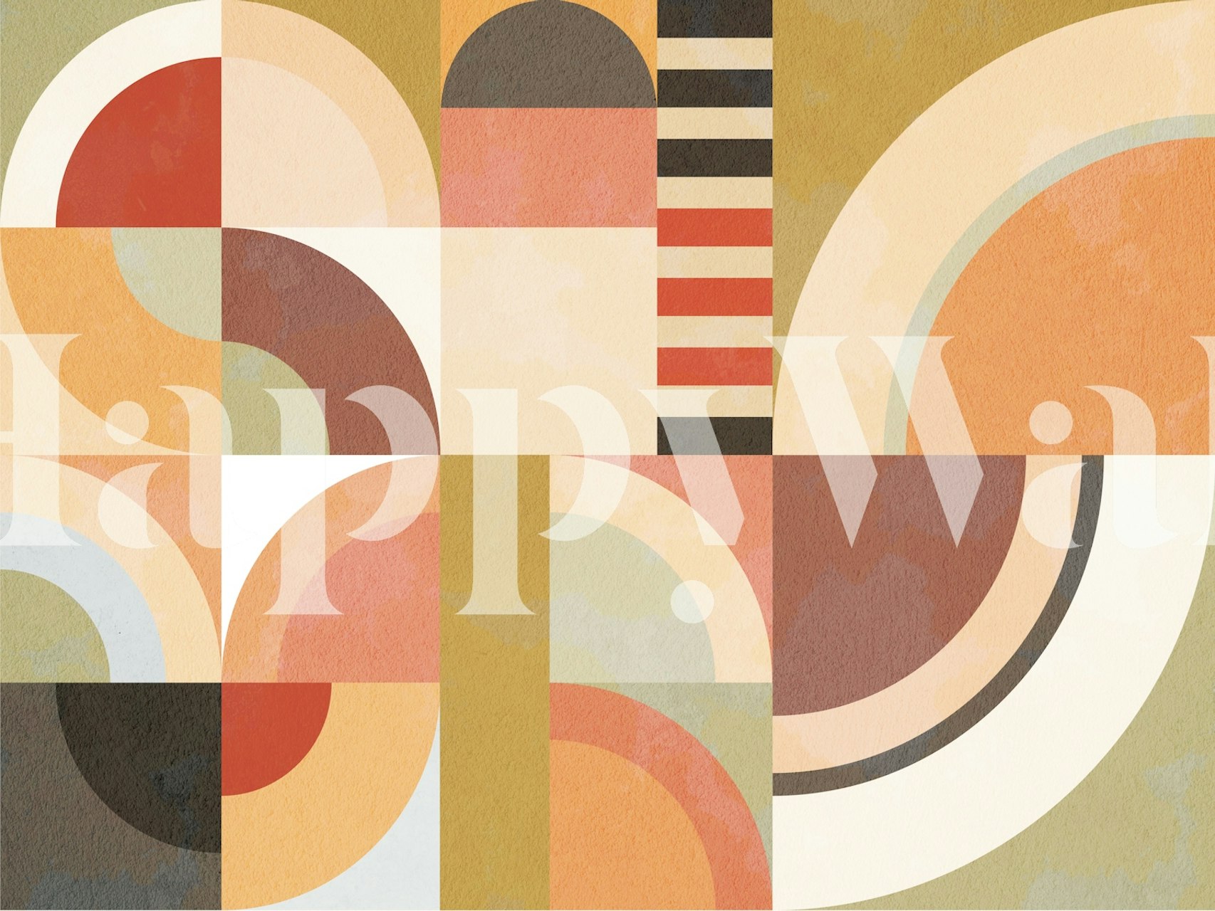 Bauhaus geometrisk tapet i ett modernt rum