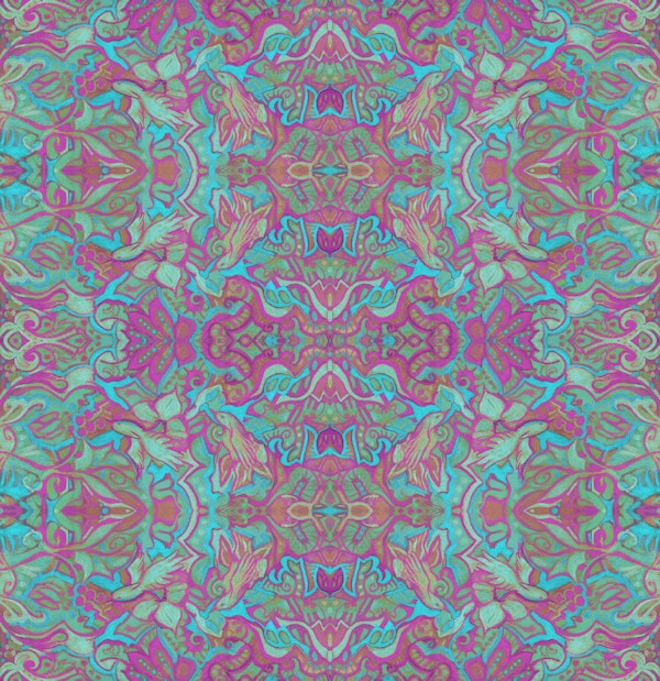 Birds Bohemian Arabesque Teal