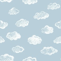 Chalk Clouds Pattern On Powder Blue ταπετσαρία