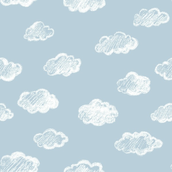 Chalk Clouds Pattern On Powder Blue