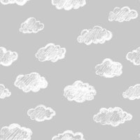 Chalk Clouds Pattern On Grey ταπετσαρία