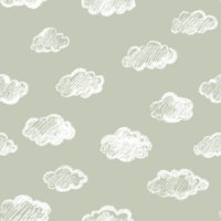 Chalk Clouds Pattern On Sage Green ταπετσαρία