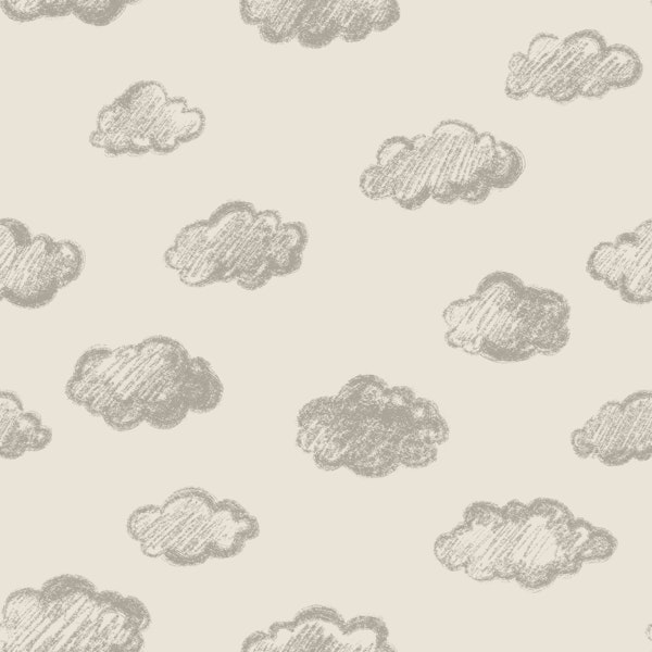 Chalk Clouds Pattern in Beige Taupe