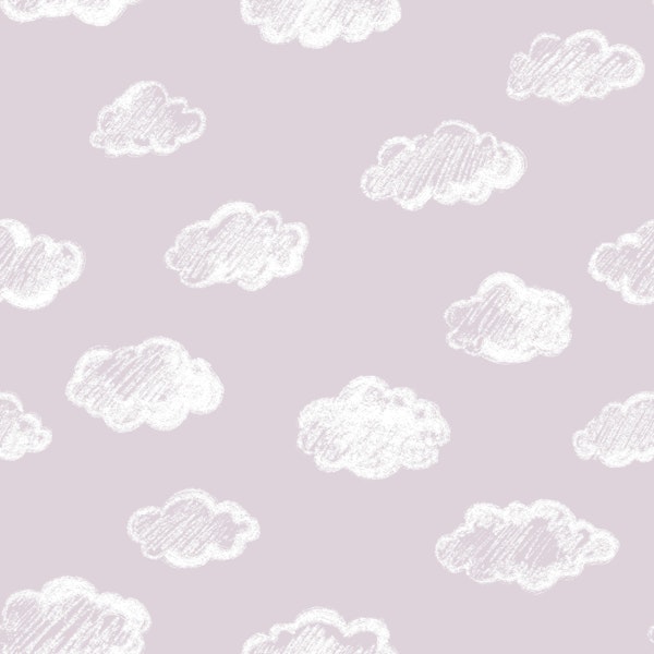 Chalk Clouds Pattern On Lilac Pink