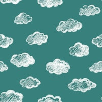Chalk Clouds Pattern On Pine Green ταπετσαρία