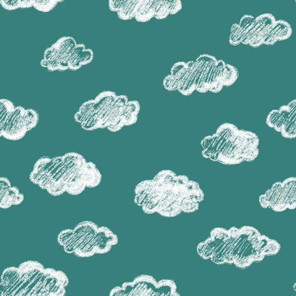 Chalk Clouds Pattern On Pine Green