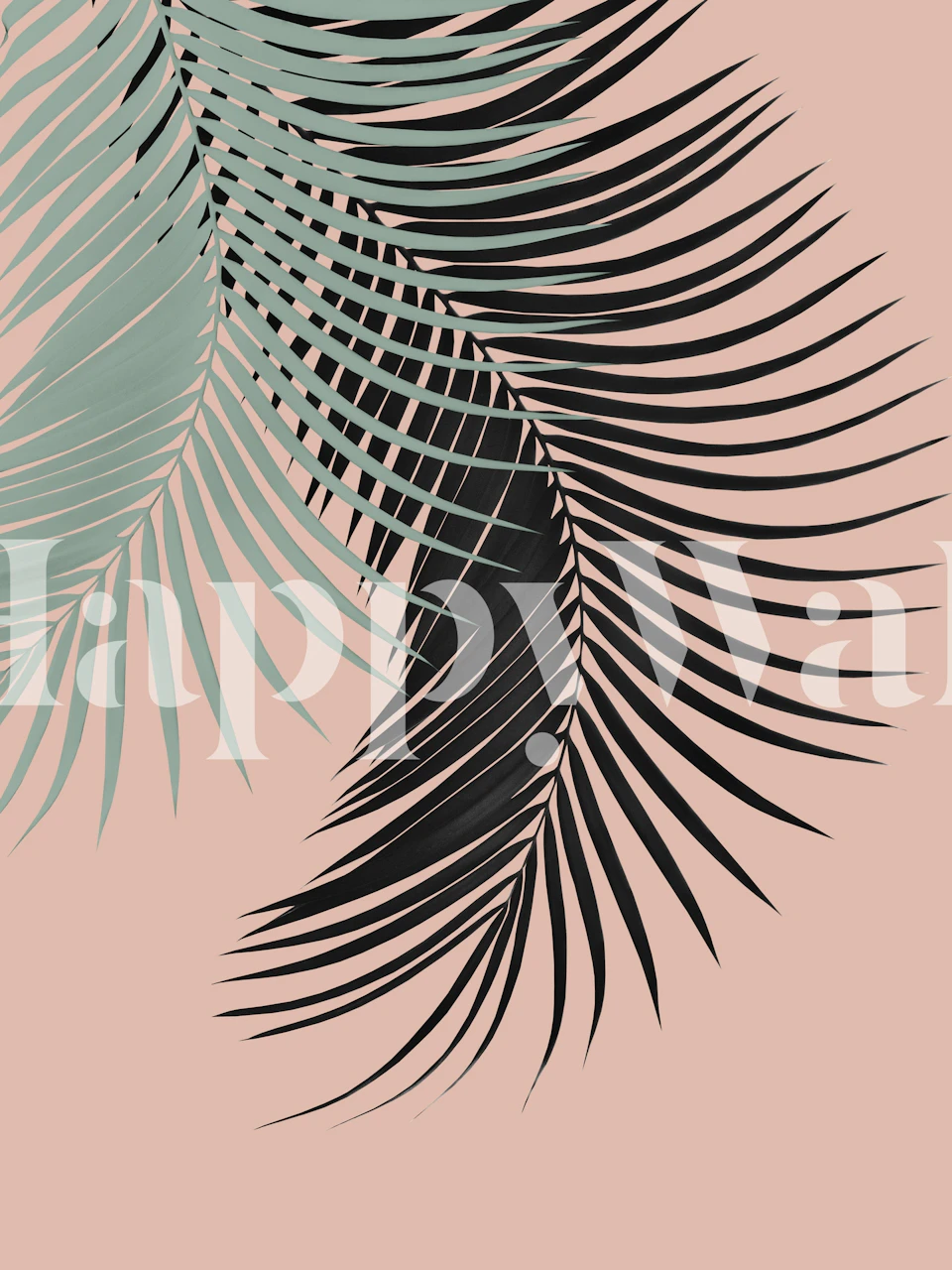 Grüne Palm Leaves Green Terracotta Design auf Tapete