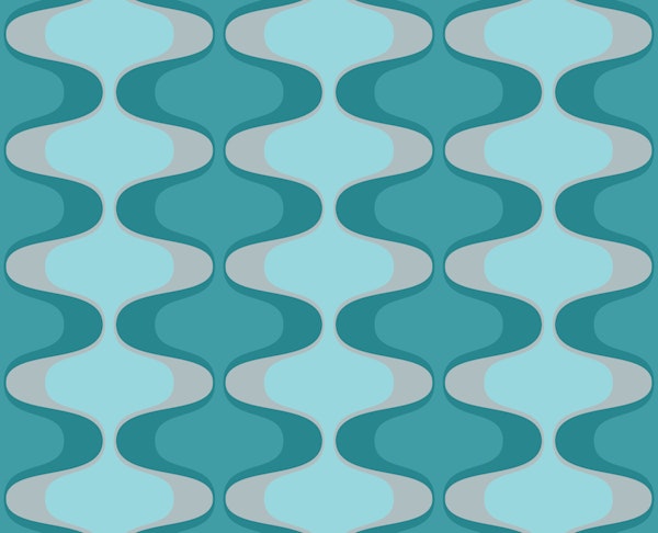 Vivid Teal Vintage Abstract Geo