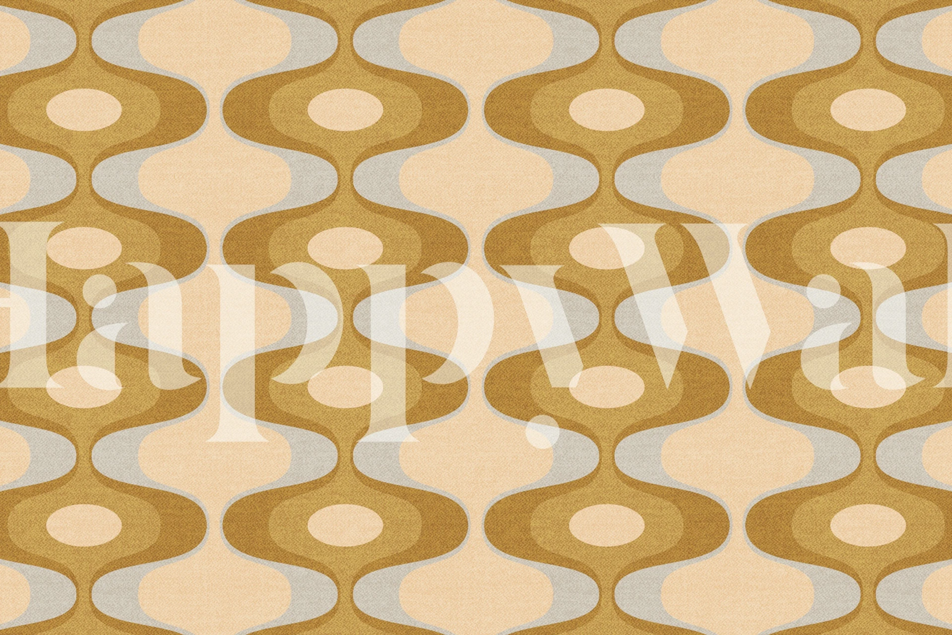 Retro Ovals in Gold behang in een kamer