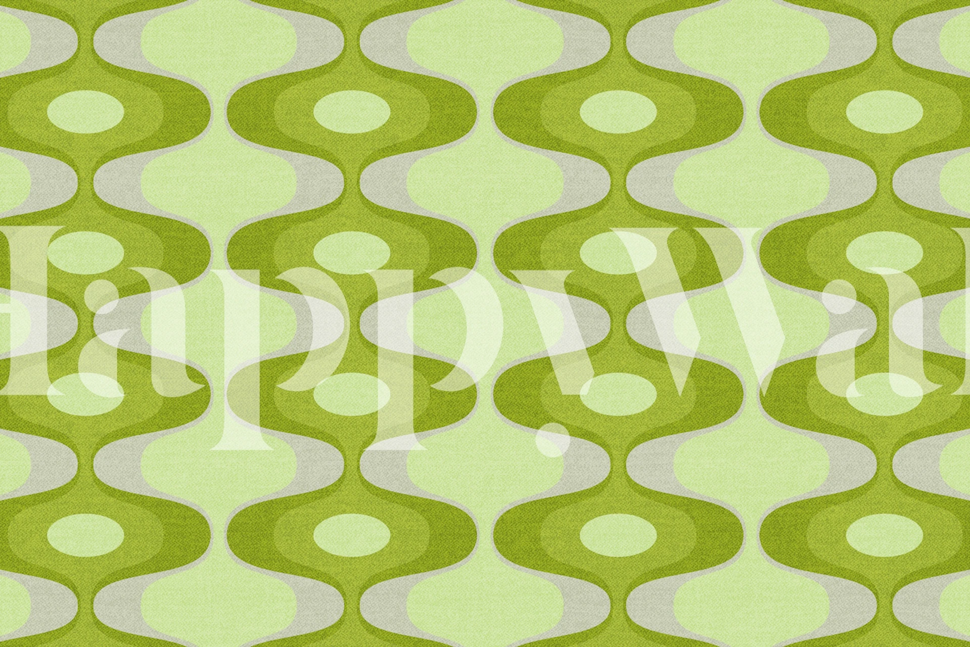 Vivid Green Retro Rounds tapet vist i et rom