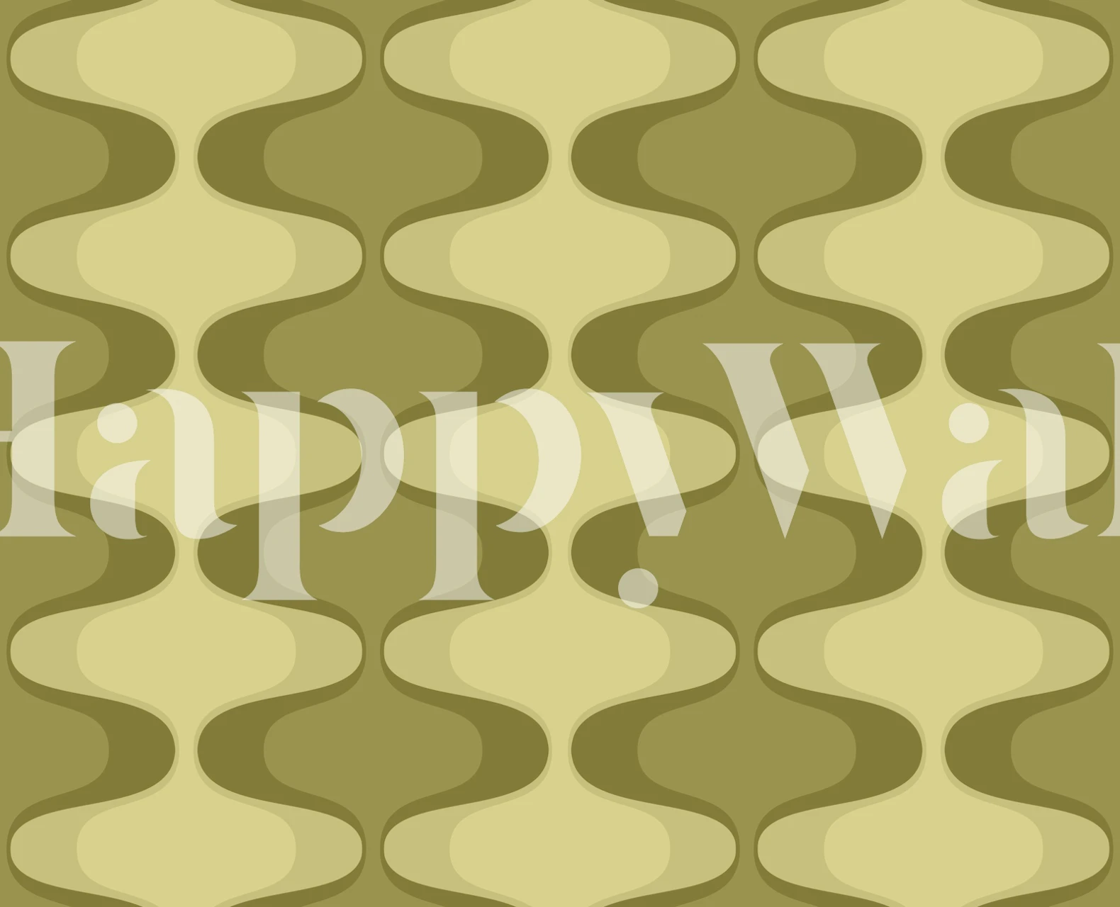 Retro geometric patterns in olive green and cream wallpaper