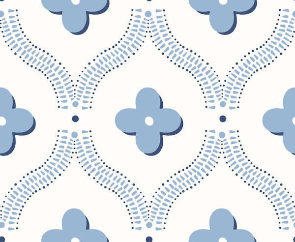 Quatrefoil trellis - cerulean blue