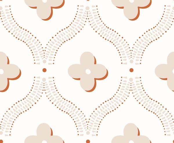 Quatrefoil trellis - sand and rust