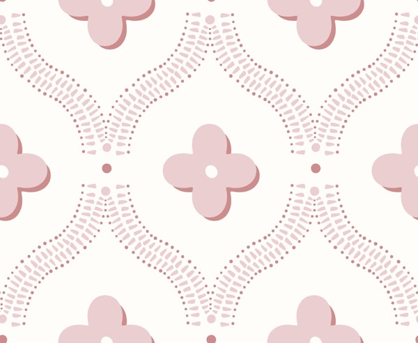 Quatrefoil trellis - dusty pink on cream