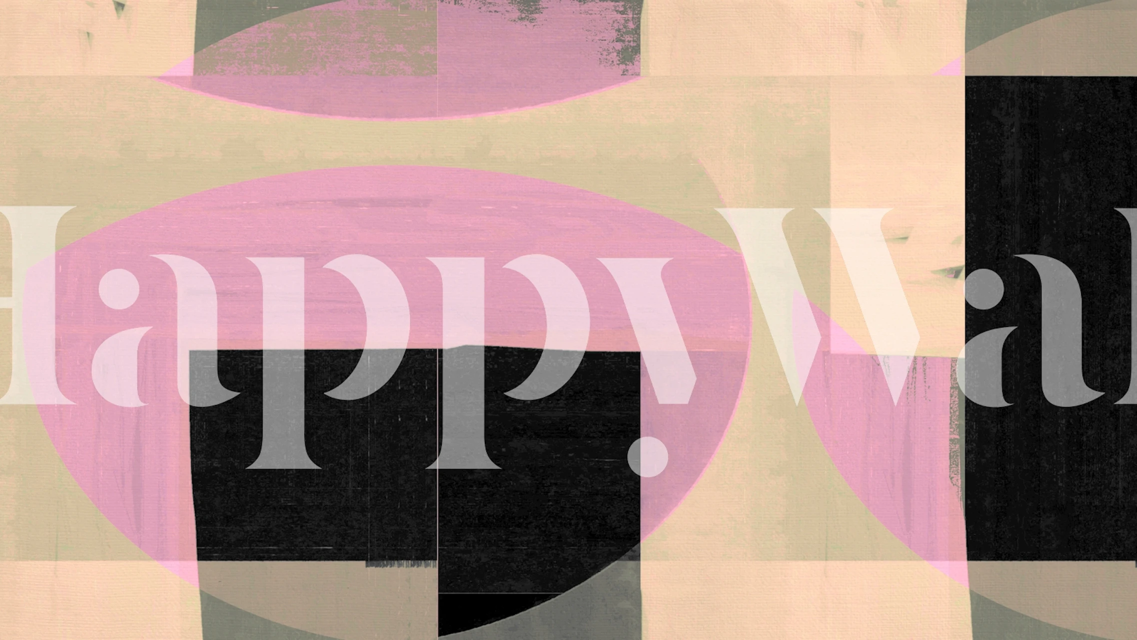 Abstract shapes in muted pink, black, and cream wallpaper