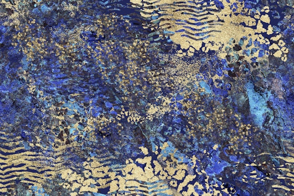 Blue Gold  Animal Print