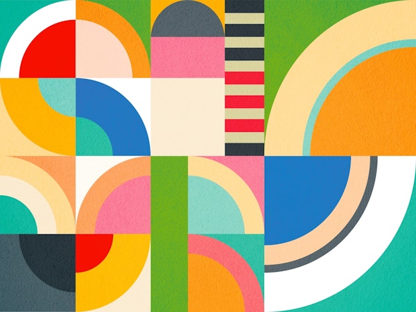 Vibrant Retro Rainbow • Playful Bauhaus