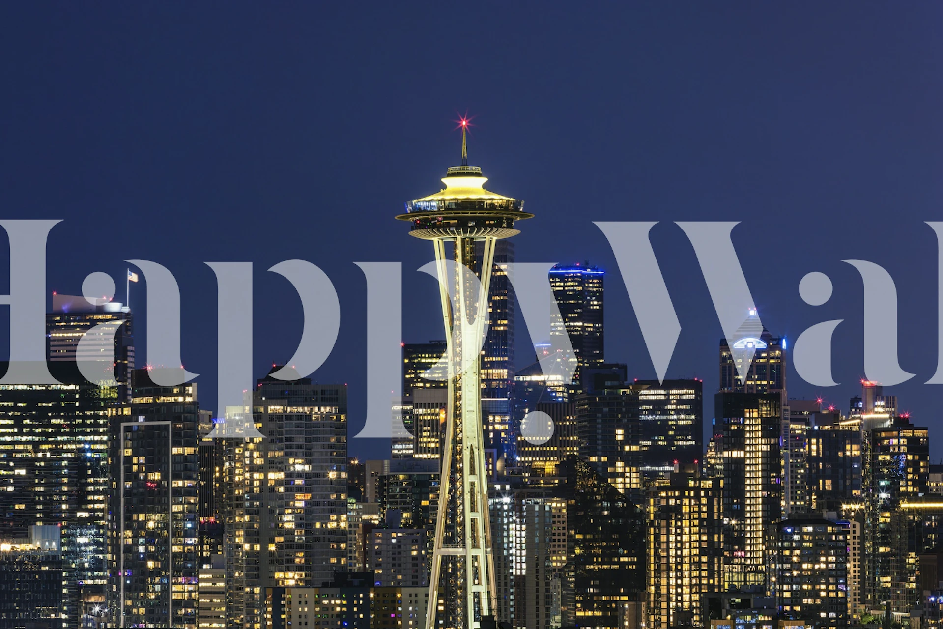 Tapeta Seattle skyline v moderní místnosti