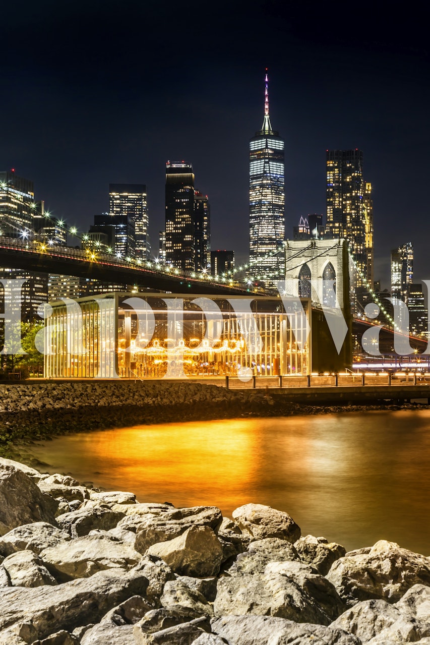 Manhattan skyline wallpaper in modern room