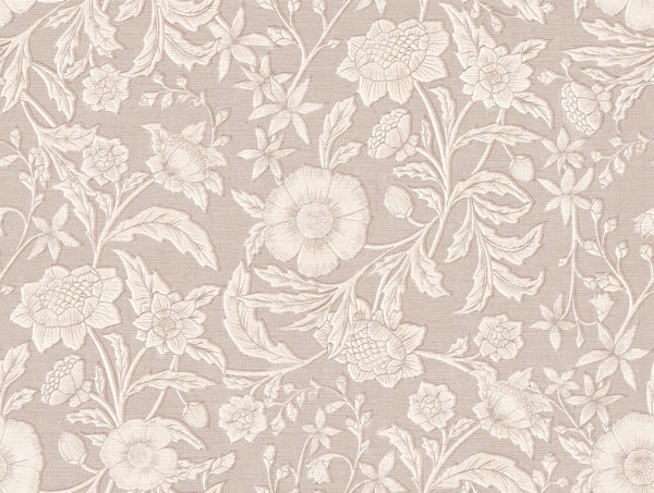Victorian Morris Cottage Flowers - warm beige
