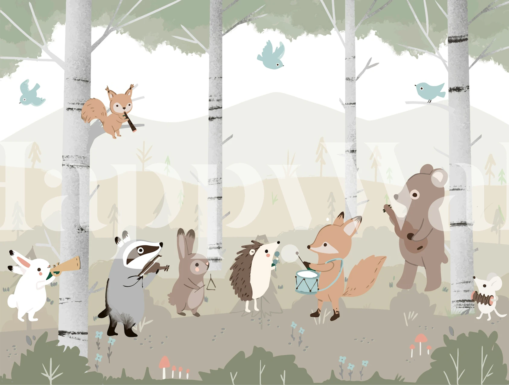 Rustic Forest Band wallpaper in a room