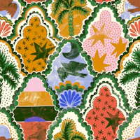 Tropical scalloped tiles papiers peint