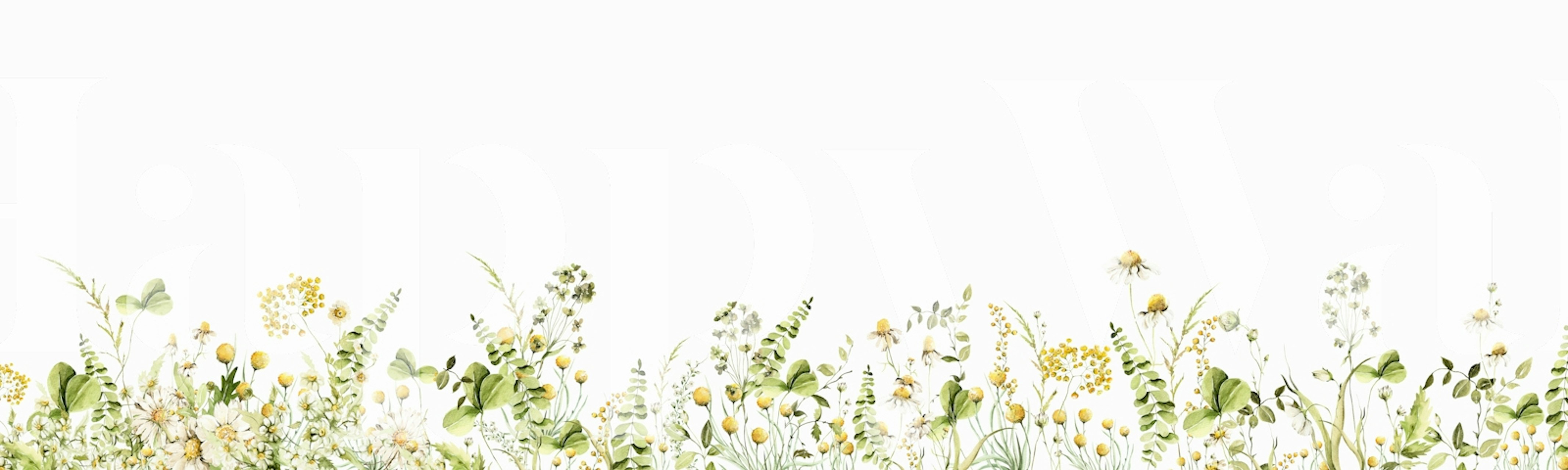 Botanical floral design with yellow flowers and green leaves wallpaper