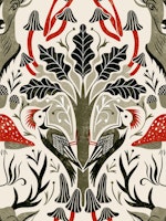 black forest deer and woodpecker papiers peint