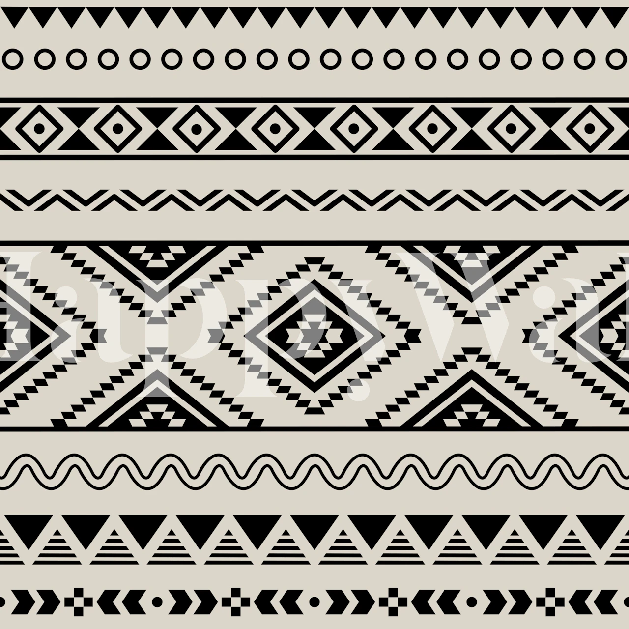 Black and beige geometric patterns on wallpaper