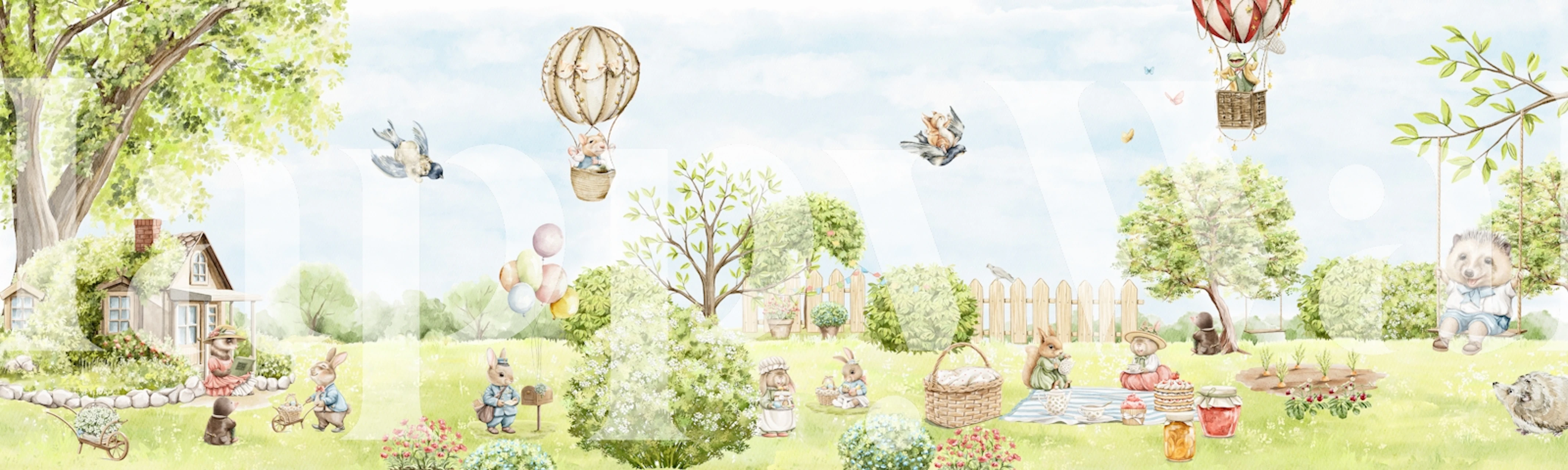 Whimsical woodland adventure wallpaper in a room