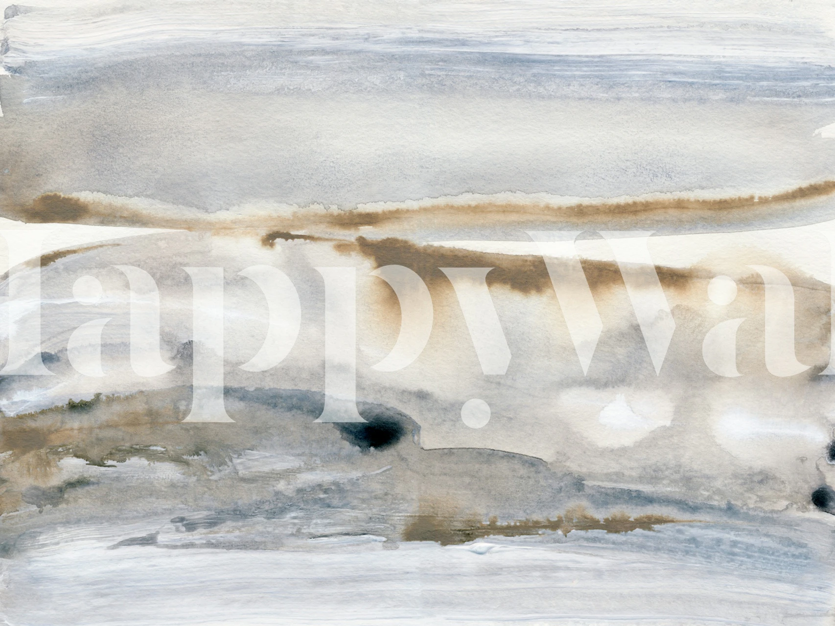 Abstract watercolor design in blue and beige tones wallpaper