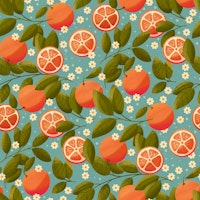 Citrus Delight on Teal papiers peint