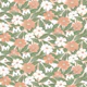 Whimsical Botanical Fun Cat Pink and Green