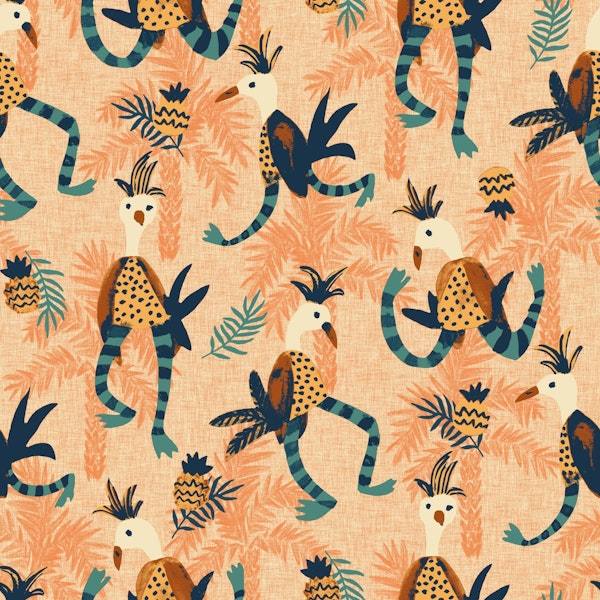 Tropical bird party coral pink