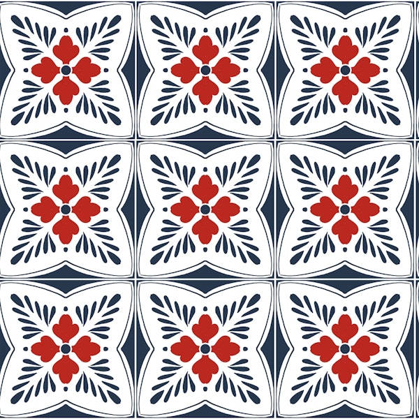 Talavera inspired tiles/ red and blue