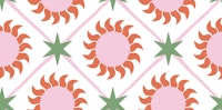 Celestial geometric - pink red green wallpaper