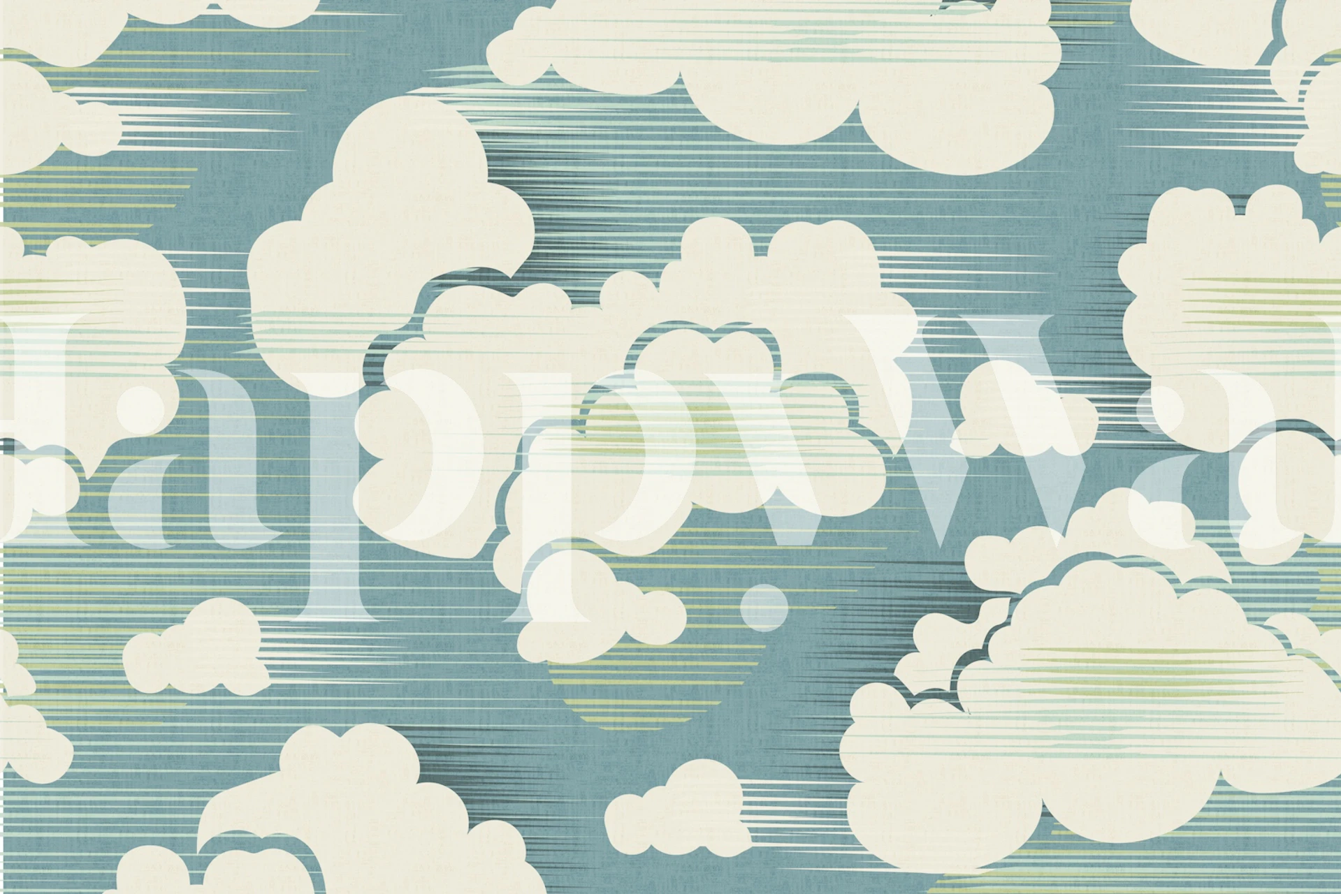 Whimsy Clouds wallpaper in a room setting