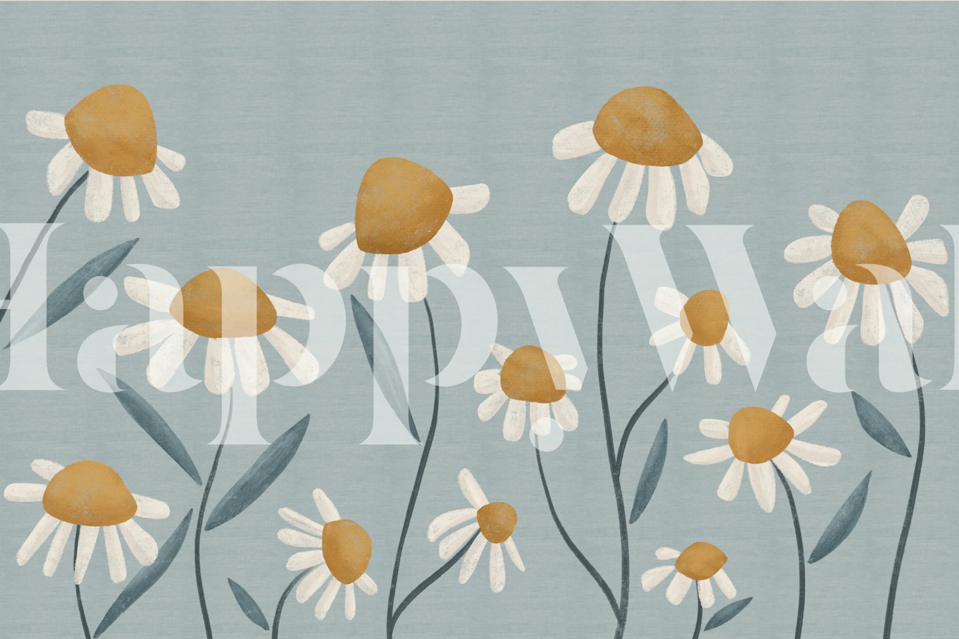 Yellow flowers on a blue background wallpaper