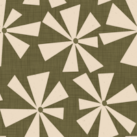 Geometric Floral Burst - Mid Century Olive tapete