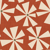 Geometric Floral Burst - Mid Century Rust Red tapete