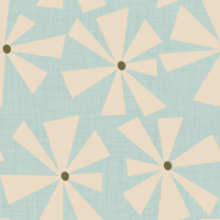 Geometric Floral Burst - Mid Century Blue tapete