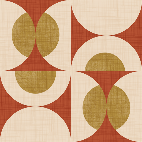 Retro Circle Fusion - Mid Century Rust Red