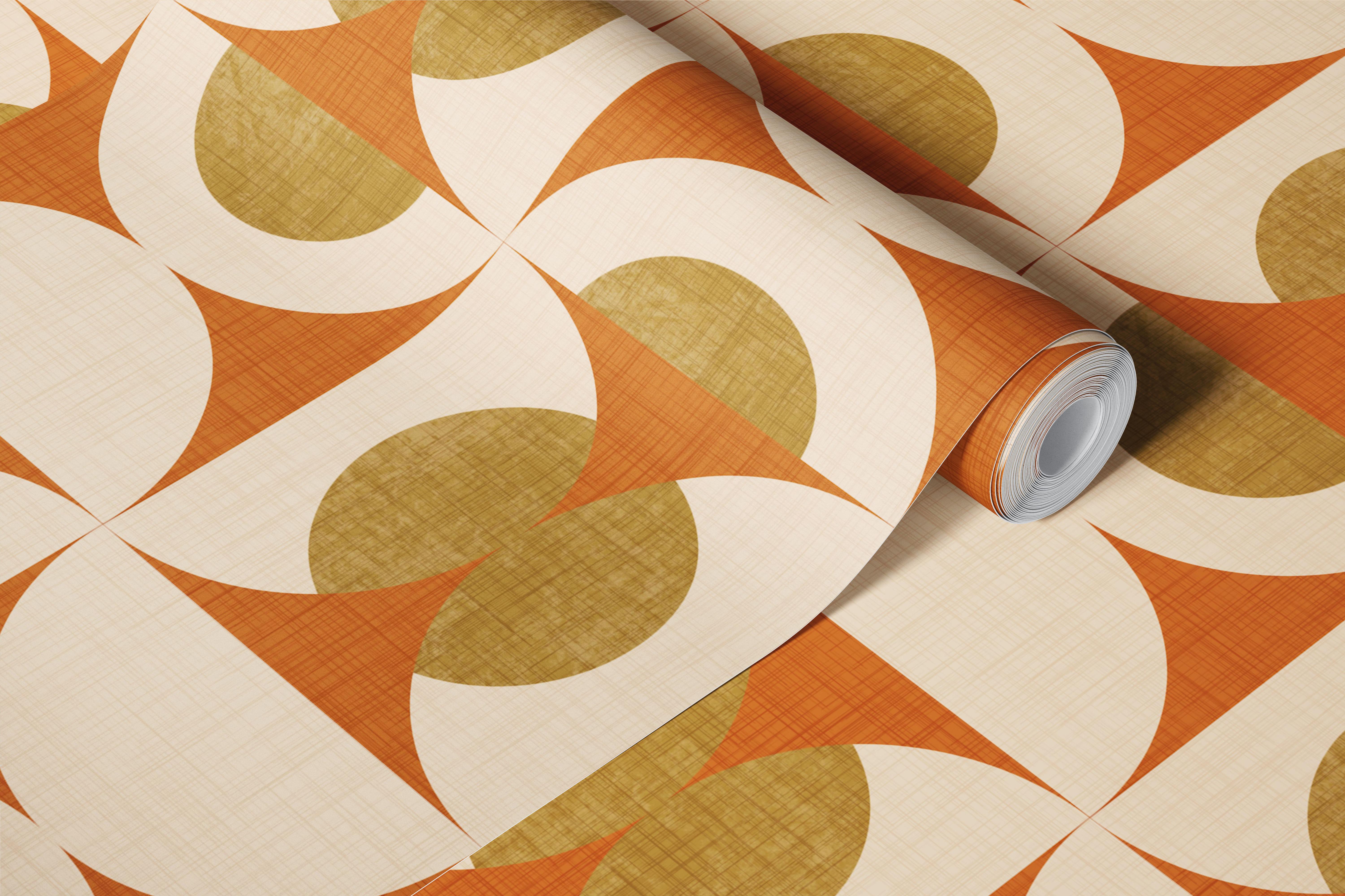 Retro circle wallpaper in a modern room