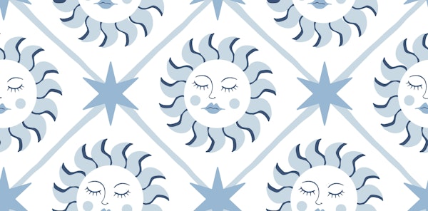 Celestial geometric - blue and white