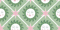 celestial geometric - pink and green tapete